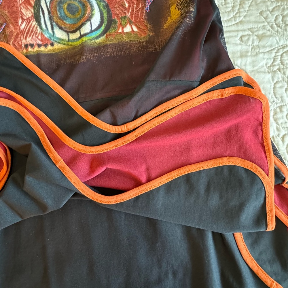 Save The Queen Vintage Brown/Purple/Orange Asymmetrical Dress size Large - Picture 17 of 17